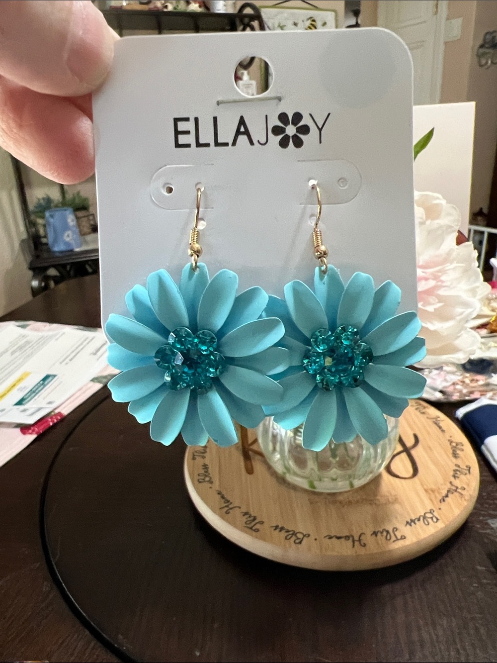 New ELLAJOY Turquoise Floral Drop Earrings